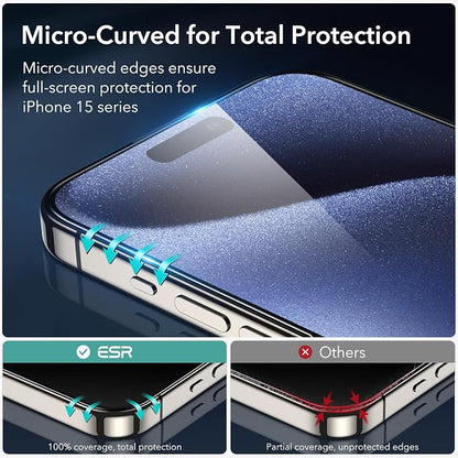 ESR 3+2 Pack for iPhone 15 Pro Max Screen Protector, Full Coverage Ultra-tough - Image 3