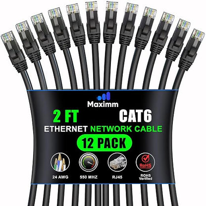 Maximm Cat 6 Ethernet Cable 2 Ft, Cat6 Cable, LAN Cable, Internet Cable by MaximmCable