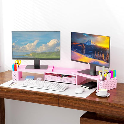 Spacrea Metal Desk Organizers and Accessories, Dual Monitor Stand Riser - Image 2