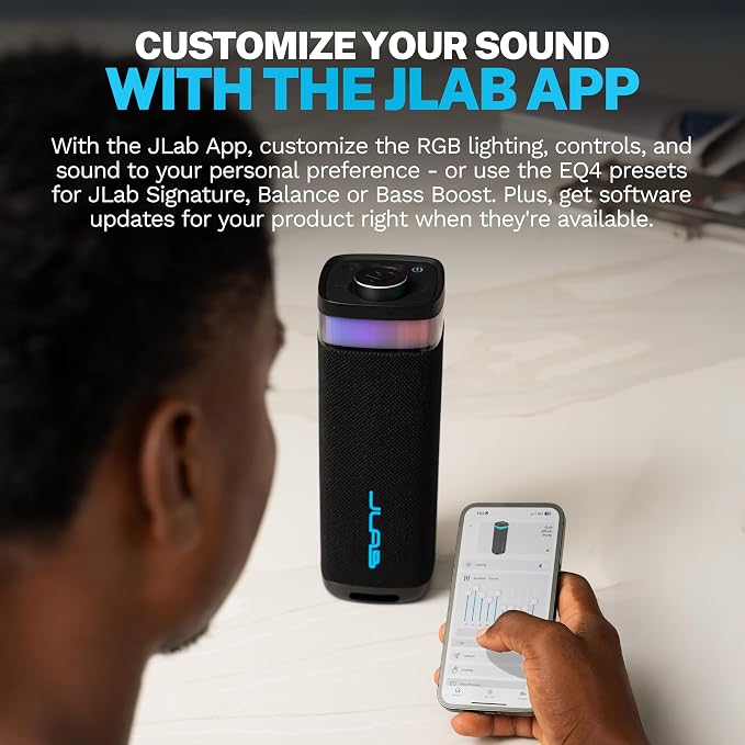 JLab JBuds Party Portable Bluetooth Speaker, 2 Full-Range Drivers + 2 Passive - Image 7
