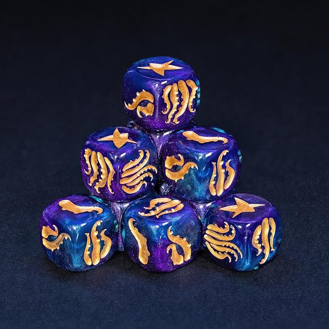 Cthulhu Tentacle Dice Set – 10 x D6 Eldritch Horror Dice | Golden Elder Sign | - Image 4