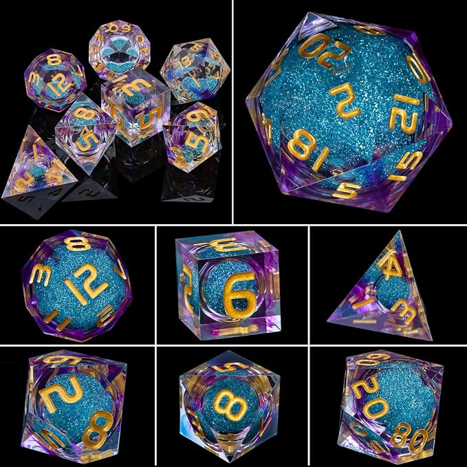 ARUOHHA Liquid Core DND Dice Set, Role Playing Dice Set D20 D12 D10 D8 D6 D4 - Image 5