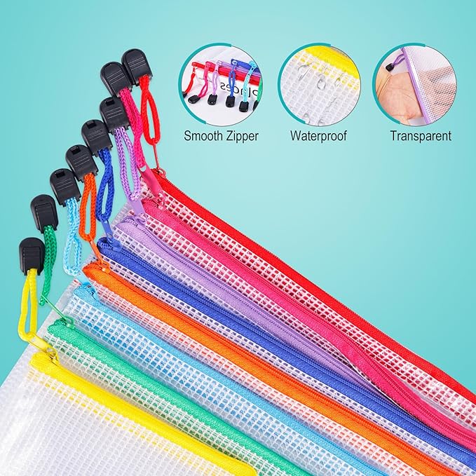 64pcs A4 Mesh Zipper Pouch Bags, Mesh Bags - Image 3