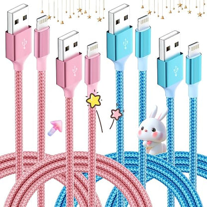 iPhone Charger, Charging Cable 4 Pack MFi Certified Nylon Braided USB to iPhone by MPATIBY