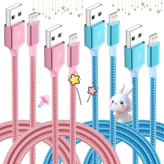 iPhone Charger, Charging Cable 4 Pack MFi Certified Nylon Braided USB to iPhone by MPATIBY