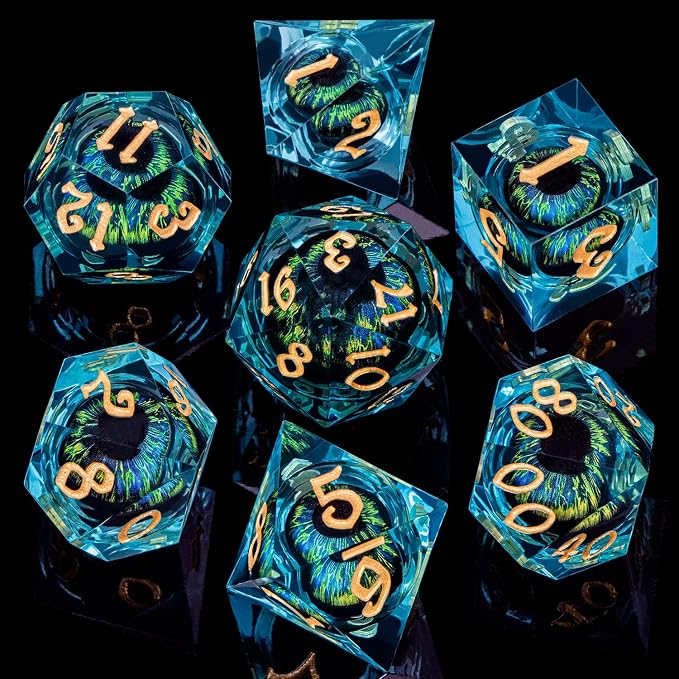 ARUOHHA DND Resin Dice Dragon Eye Dice Liquid Core Red Sharp Edged Dice Set - Image 2