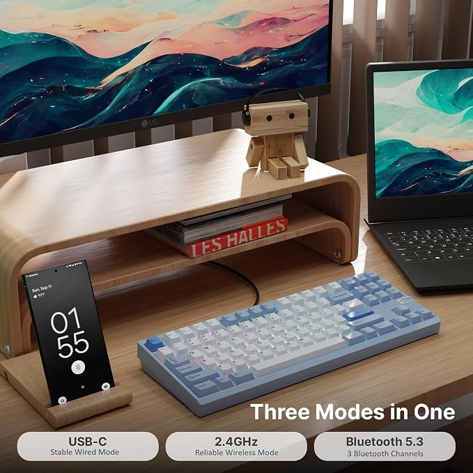 Chilkey ND TKL Aluminum Mechanical Keyboard, 87 Keys Tenkeyless Wireless Gaming - Image 3