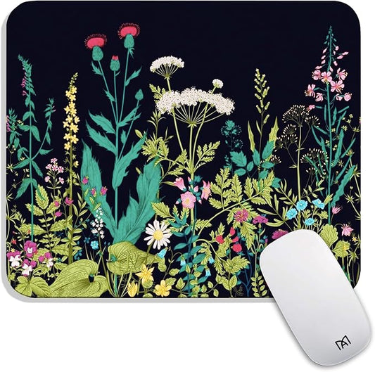 Square Mouse Pad Midnight Flowers, Personalized Premium-Textured Custom Mouse by Armanza