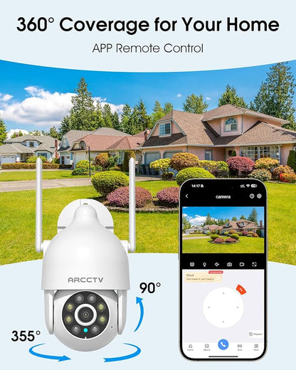 ARCCTV 2K Security Camera Outdoor, 2.4G/5G WiFi 24/7 Recording Security Camera - Image 2