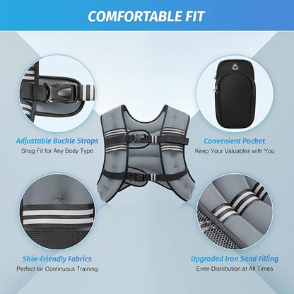 ZELUS Weighted Vest, 6lb/8lb/12lb/16lb/20lb/25lb/30lb Weight Vest - Image 2