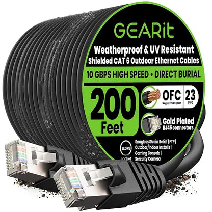 GEARit Cat6 Outdoor Ethernet Cable 23AWG Pure Copper, Waterproof, Direct Burial by GEARit