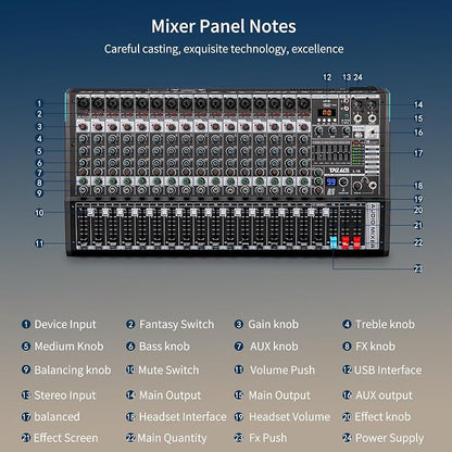 Audio Mixer, TKLBLS Professional 16 Channel DJ Mixer Board - Image 6