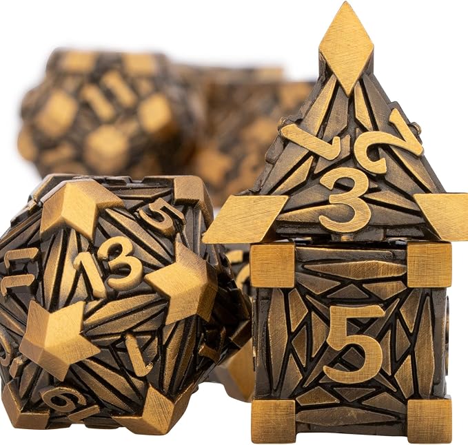7PCS Metal DND Dice Set with Box, Debris RPG Red D and D Dice - Image 2