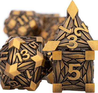 7PCS Metal DND Dice Set with Box, Debris RPG Red D and D Dice - Image 2