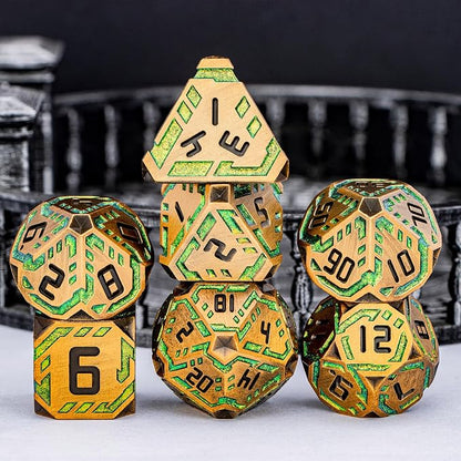 Metal DND Sci-fi Dice Set 7PCS Stripe Polyhedral Dice - Image 2