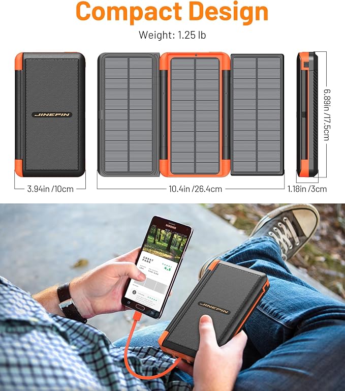 Power Bank Solar Charger 46800mAh Built in 4 Cables 3 Foldable Solar Panels - Image 7