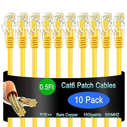 Cat6 Ethernet Patch Cable 0.5 ft, Cat6 Patch Cable by Lysymixs