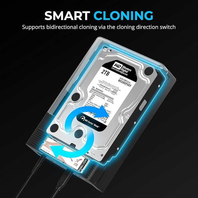 SABRENT USB-C Lay Flat Docking Station – NVMe M.2 + SATA 2.5”/3.5” SSD/HDD - Image 7