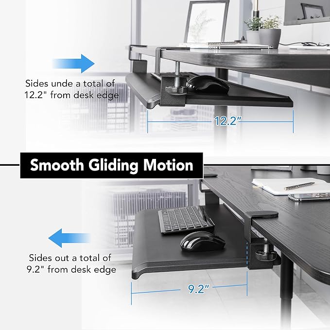 EHO Clamp-On Retractable Adjustable Keyboard Tray, Under Desk Ergonomic - Image 2