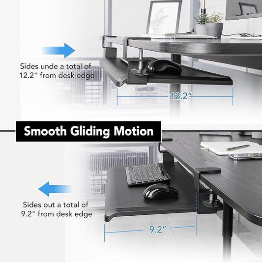 EHO Clamp-On Retractable Adjustable Keyboard Tray, Under Desk Ergonomic - Image 2