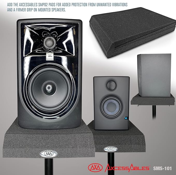 AxcessAbles Studio Monitor Speaker Stands Pair. 80lb Capacity per Stand. - Image 9