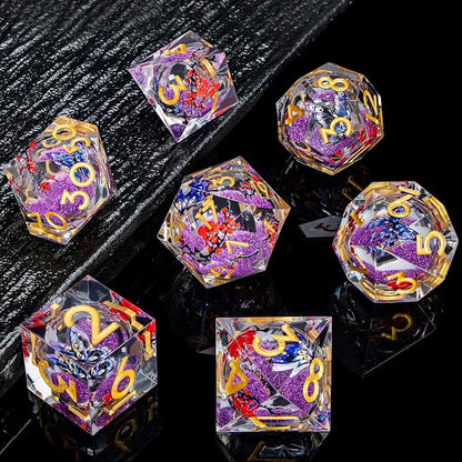 Butterfly DND Dice Purple Liquid Core Dice Set - Image 2