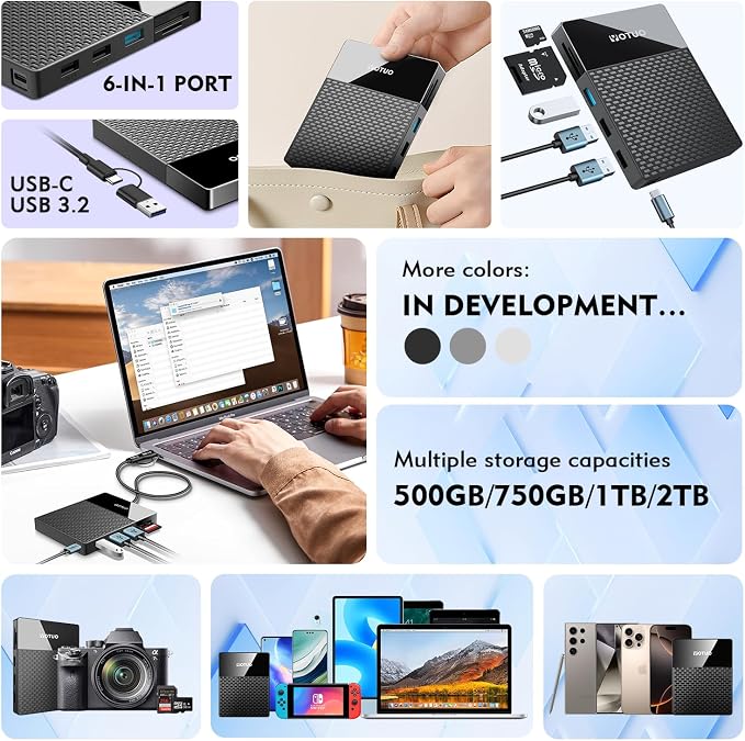Portable 750GB Docking Station External Hard Drive, USB C Multiport Hub HDD - Image 4