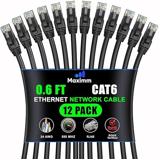 Maximm Cat 6 Ethernet Cable 0.6 ft by MaximmCable