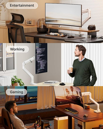 monTEK Heavy-Duty Monitor Arm for 17-57" Ultrawide Curved Screen, Supports up - Image 7