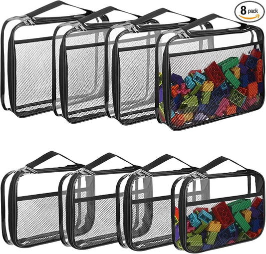 8 Packs Toy Storage Bags with Zipper, Reusable Clear PVC Board Game Storage by BOBOKA