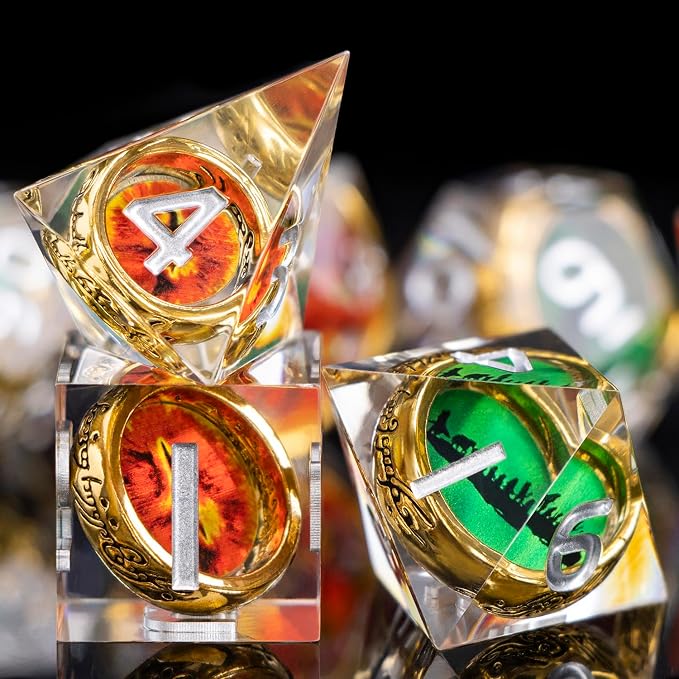 Magic Golden Ring DND Dice Set Sharp Edge Red Gaze Eye Resin Dice - Image 6