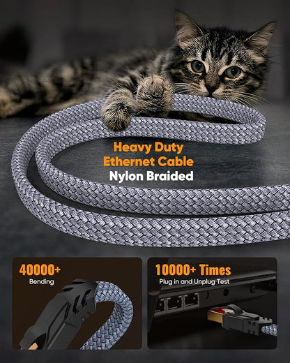 Snowkids Cat 8 Ethernet Cable 15 FT, High Speed Braided Cord, 40Gbps 2000Mhz - Image 5