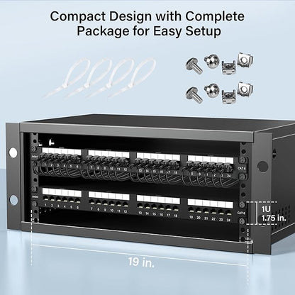 Jadaol 24 Port Cat6 Patch Panel, 1U 19 Inch Rackmount Punch Down Network Panel - Image 7