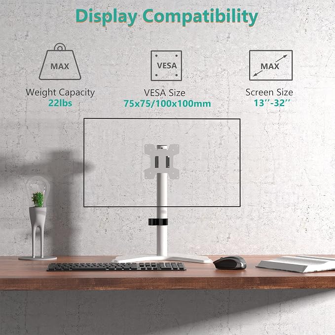 WALI Single Monitor Stand, Free Standing Desk Stand - Image 3