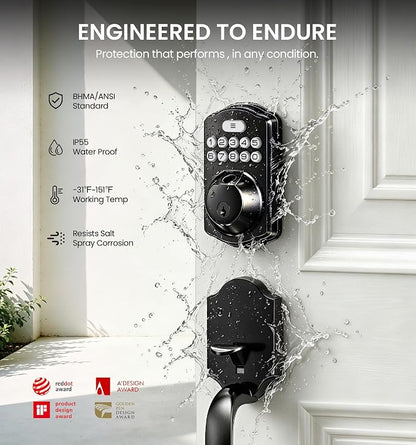 Veise VE012W-H WiFi Smart Front Door Lock Set, Built-in WiFi, App Remote & - Image 9