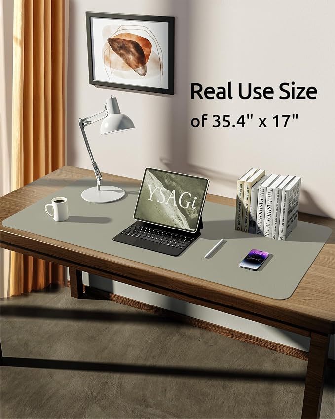 YSAGi Leather Desk Protector, Office Mat, Large Mouse Mat, Non-Slip PU Leather - Image 5