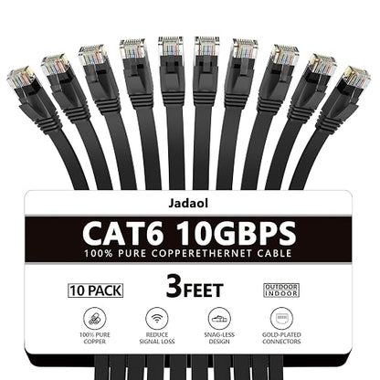 Jadaol Cat 6 Ethernet Cable 3ft 10-Pack, 10Gbps Support Cat8 Cat7 Network by Jadaol