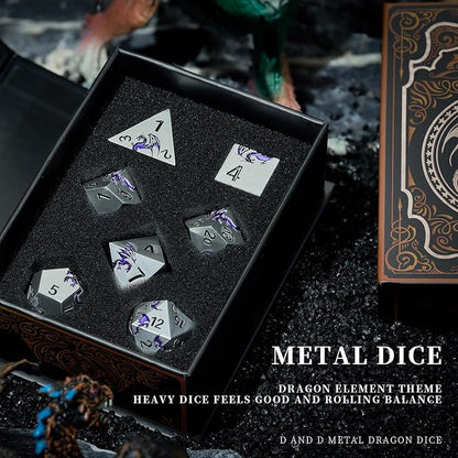 Purple Dragon Metal Dice HNCCESG 7 Piece Heavy Metallic D&D Dice Set - Image 5