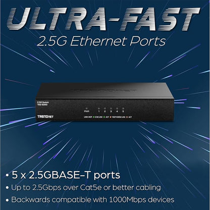 TRENDnet 5-Port Unmanaged 2.5G Gaming Switch, 5 x 2.5GBASE-T Ports, 25Gbps - Image 3