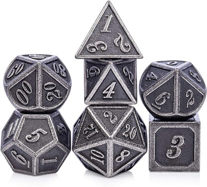 DnDnD Acient Silver Metal DND Dice Set, Pathfinder, Savage World and Table Games by DNDND