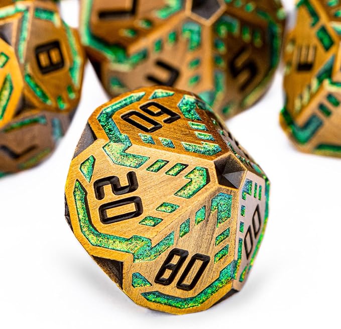 Metal DND Sci-fi Dice Set 7PCS Stripe Polyhedral Dice - Image 4