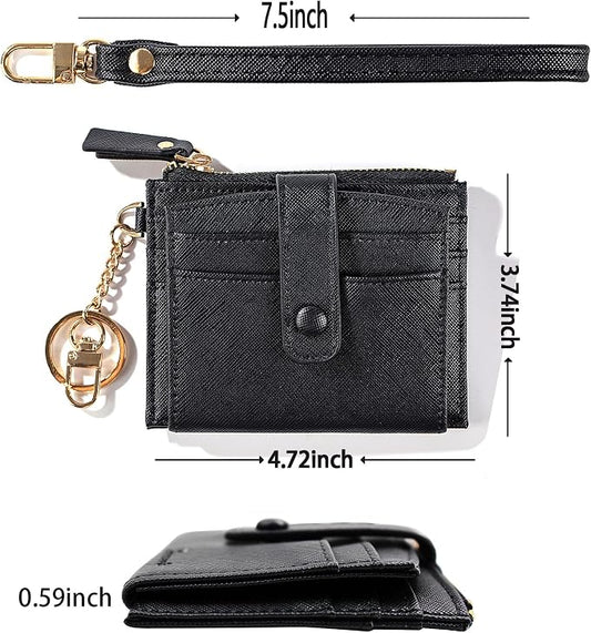 Keychain Wallet Wristlet Small Credit Card Holder Bracelet Key Chain Purse - Image 2