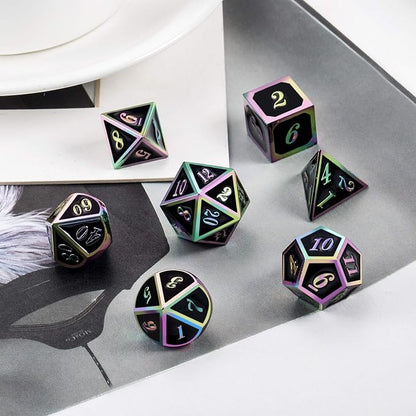 DNDND Rainbow Edge 7 Pieces Metal Dice Set DND Polyhedarl Heavy D&D Dice Set - Image 6