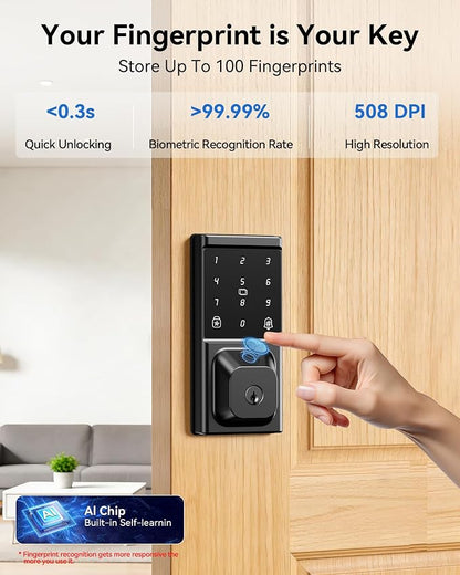 Smart Deadbolt Lock, Keyless Entry Door Lock, Fingerprint, Electronic - Image 3
