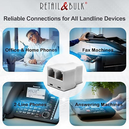Phone Splitter for Landline, RJ11 Phone Jack Splitter 2-Way Adapter, Telephone - Image 6