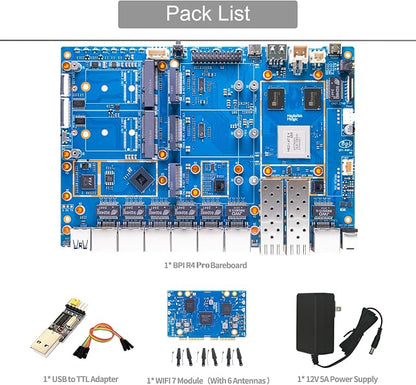 youyeetoo BPI-R4 Pro 8X/4E WiFi 7 Router Board, 8GB DDR4 MT7988A Cortex-A73 - Image 2