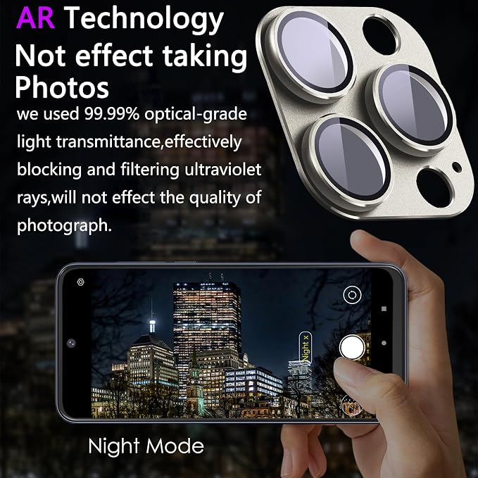 2 Pack Camera Lens Protector for iPhone 16 Pro/iPhone 16 Pro Max, AR Tempered - Image 3