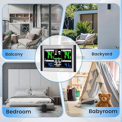 Weather Stations Wireless Indoor Outdoor Thermometer, Color Display Digital - Image 9