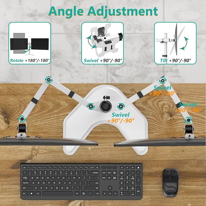 WALI Dual Monitor Stand, Free Standing Desk Mount - Image 3