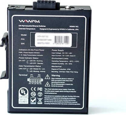 WDH-5GT-DC 10/100/1000Mbps Gigabit Unmanaged 5-Port Industrial Ethernet Switches - Image 4
